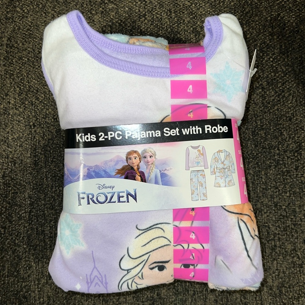 Disney Frozen Girl’s 2 Piece Dress Pajama Set with Robe